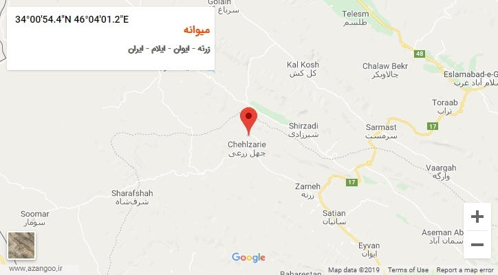 روستای میوانه بر روی نقشه