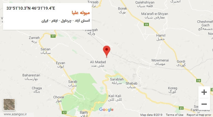 روستای میوله علیا بر روی نقشه