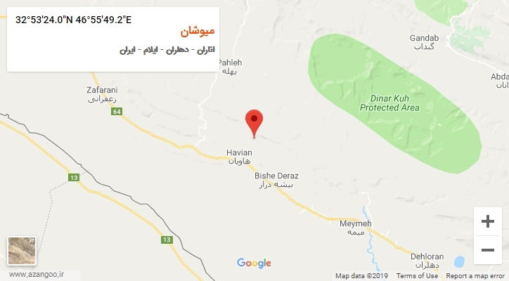 روستای میوشان بر روی نقشه