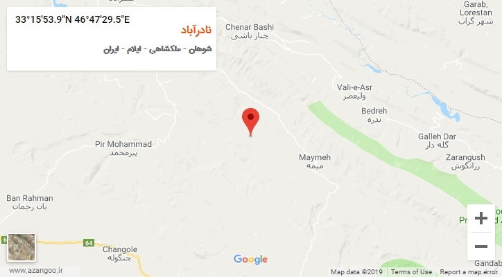 روستای نادرآباد بر روی نقشه