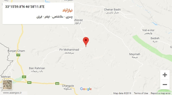 روستای نیازآباد بر روی نقشه