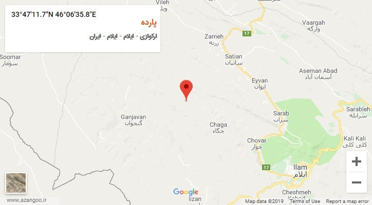 روستای پارده بر روی نقشه