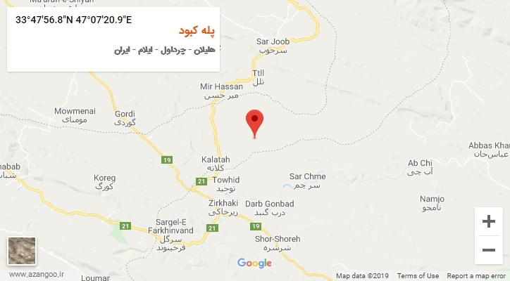 روستای پله کبود بر روی نقشه