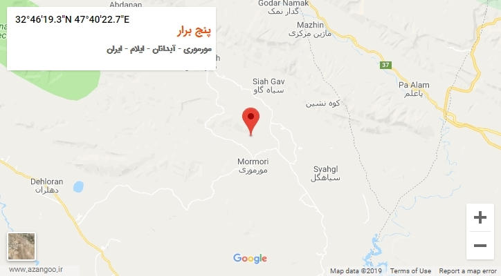 روستای پنج برار بر روی نقشه