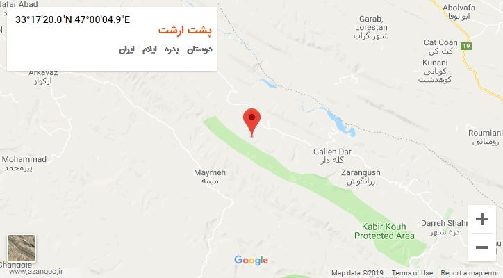 روستای پشت ارشت بر روی نقشه