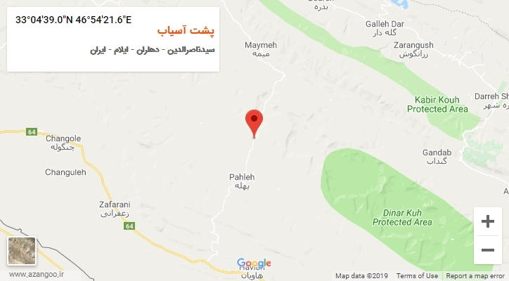 روستای پشت آسیاب بر روی نقشه