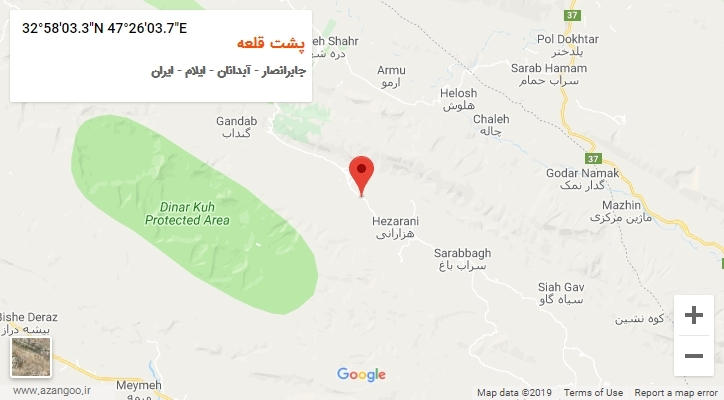 روستای پشت قلعه بر روی نقشه