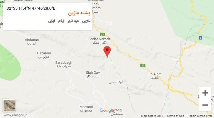 روستای پشته ماژین بر روی نقشه