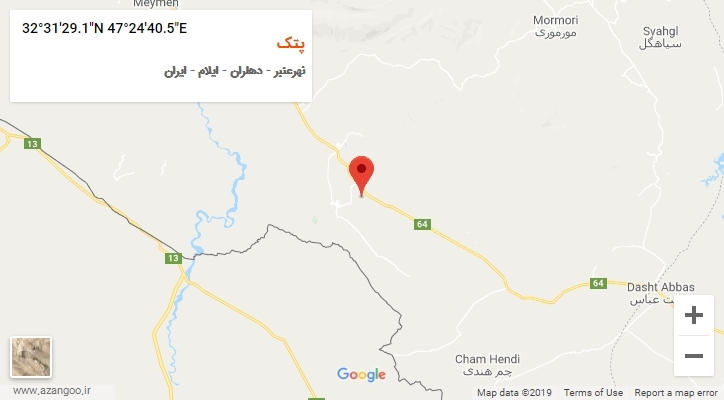 روستای پتک بر روی نقشه