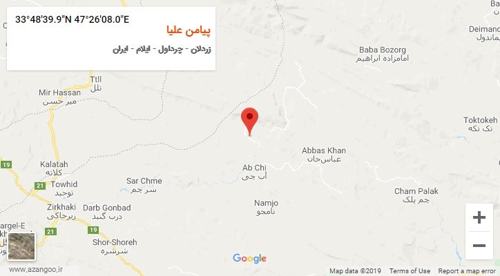 روستای پیامن علیا بر روی نقشه