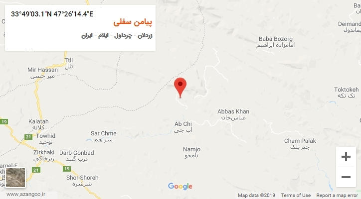 روستای پیامن سفلی بر روی نقشه