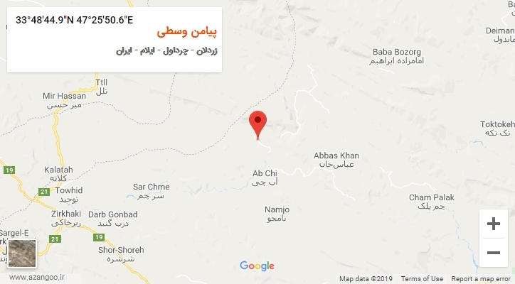 روستای پیامن وسطی بر روی نقشه