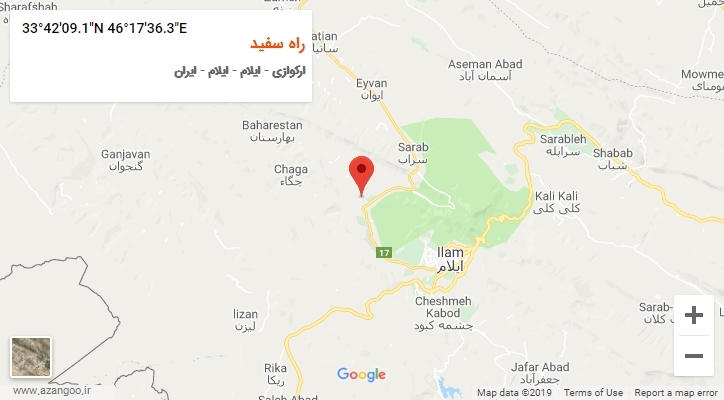 روستای راه سفید بر روی نقشه