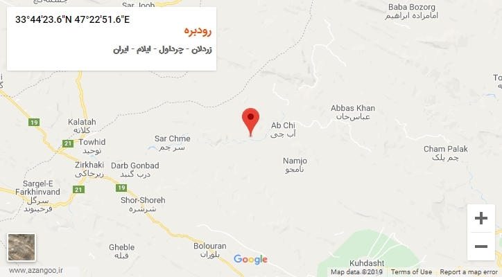 روستای رودبره بر روی نقشه