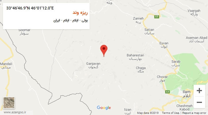 روستای ریزه وند بر روی نقشه