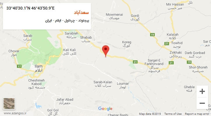 روستای سعدآباد بر روی نقشه