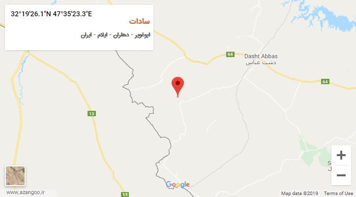 روستای سادات بر روی نقشه