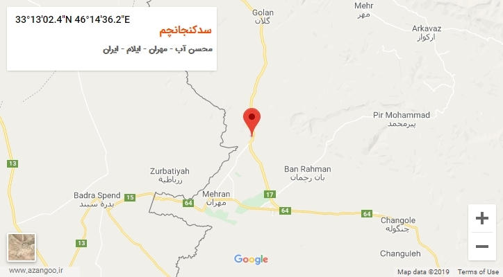روستای سدکنجانچم بر روی نقشه