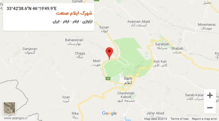 روستای شهرک ایلام صنعت بر روی نقشه