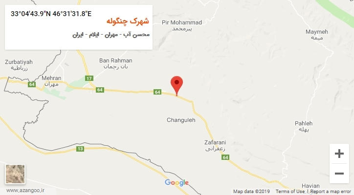 روستای شهرک چنگوله بر روی نقشه