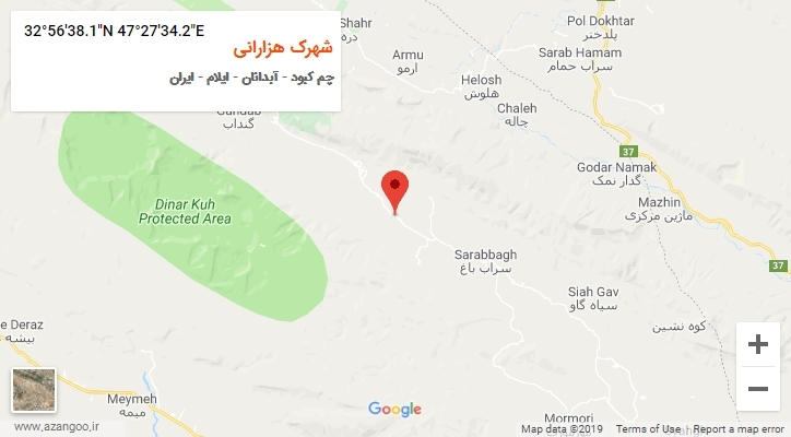 روستای شهرک هزارانی بر روی نقشه