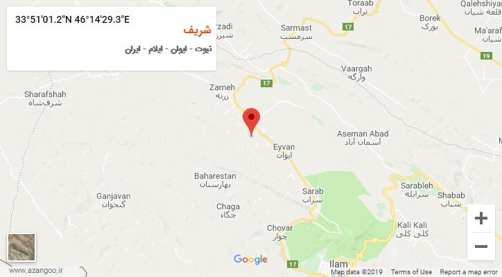 روستای شریف بر روی نقشه