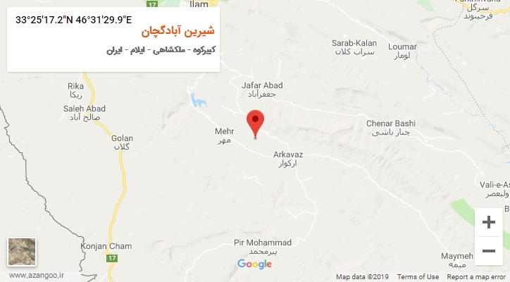 روستای شیرین آبادگچان بر روی نقشه