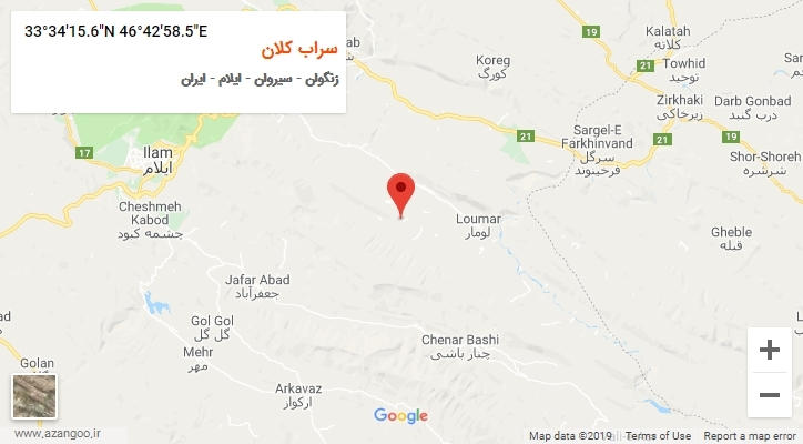 روستای سراب کلان بر روی نقشه