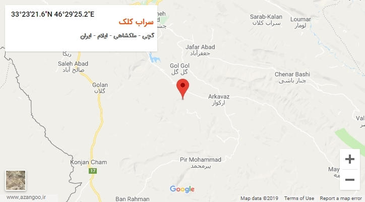 روستای سراب کلک بر روی نقشه
