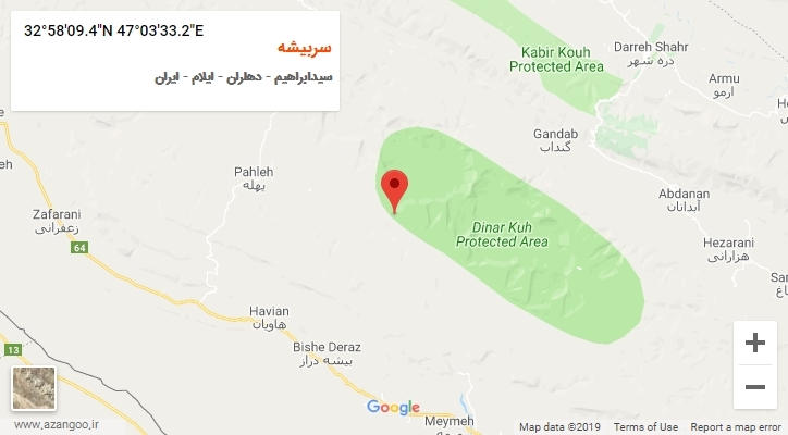 روستای سربیشه بر روی نقشه