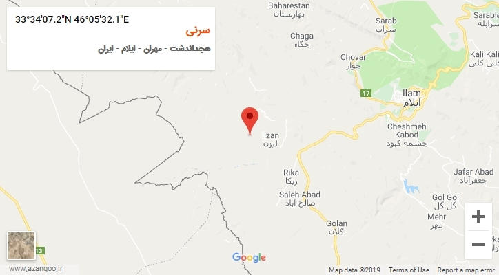 روستای سرنی بر روی نقشه