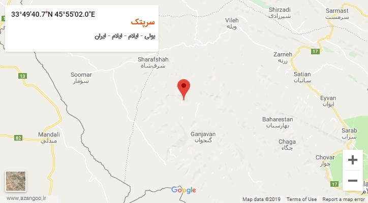 روستای سرپتک بر روی نقشه