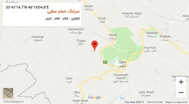 روستای سرتنگ حمام سفلی بر روی نقشه