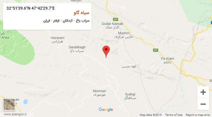 روستای سیاه گاو بر روی نقشه
