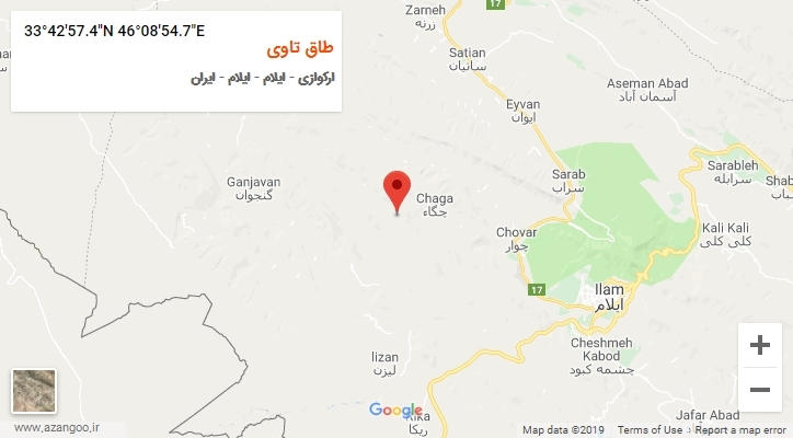روستای طاق تاوی بر روی نقشه