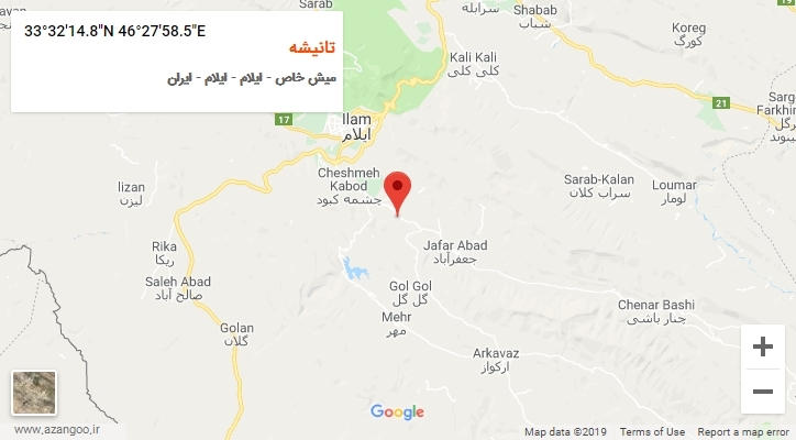روستای تانیشه بر روی نقشه