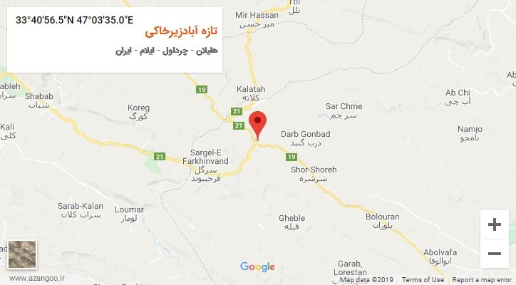 روستای تازه آبادزیرخاکی بر روی نقشه