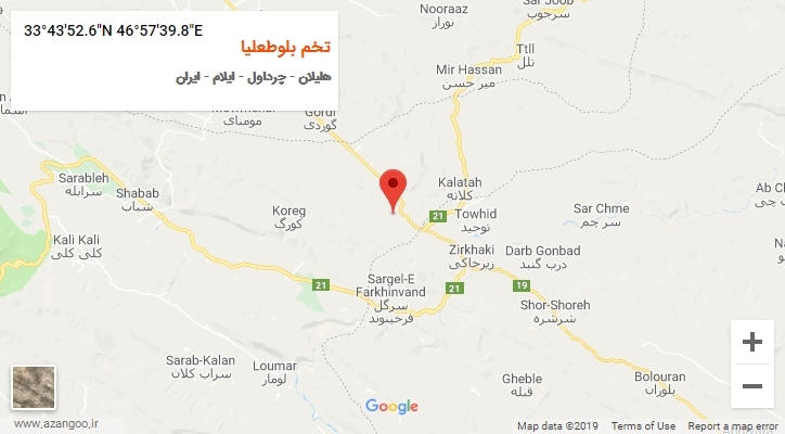 روستای تخم بلوطعلیا بر روی نقشه
