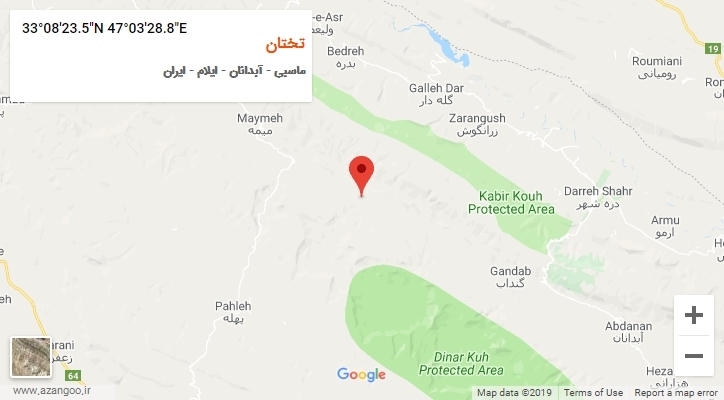 روستای تختان بر روی نقشه