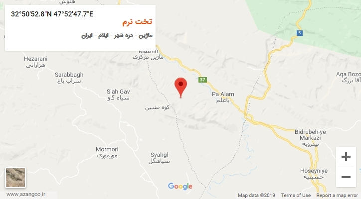 روستای تخت نرم بر روی نقشه