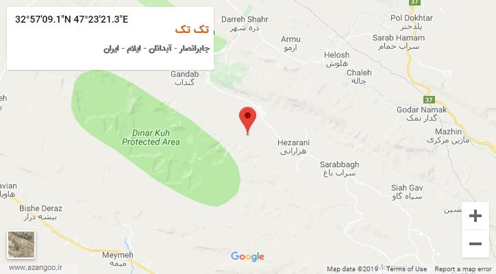 روستای تک تک بر روی نقشه