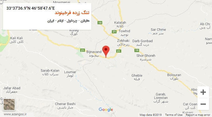 روستای تنگ زرده فرخینوند بر روی نقشه