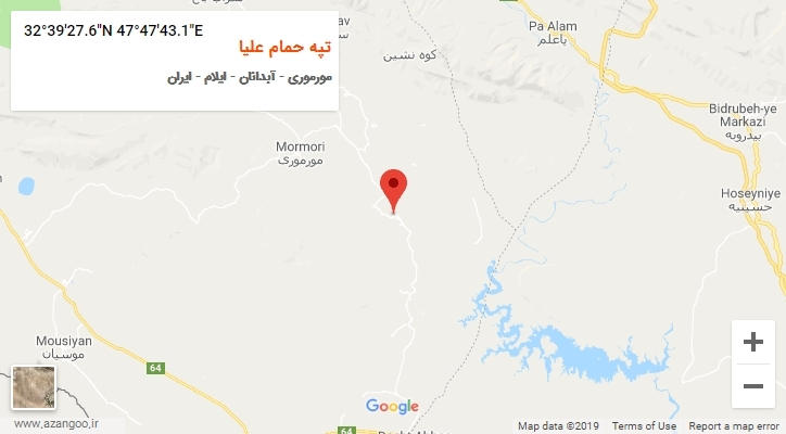 روستای تپه حمام علیا بر روی نقشه
