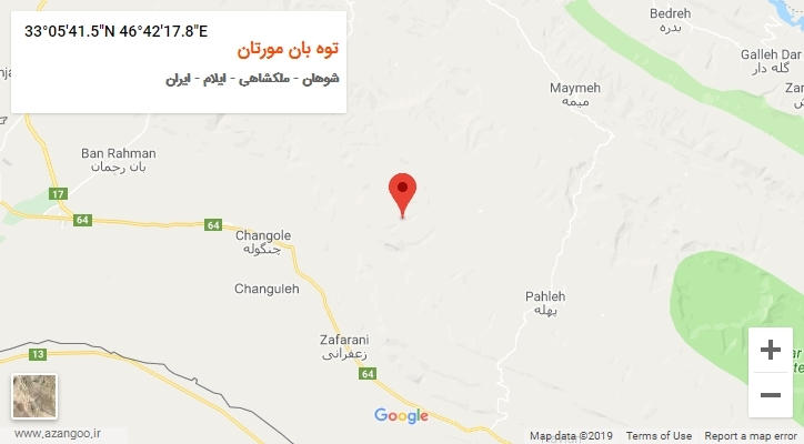 روستای توه بان مورتان بر روی نقشه