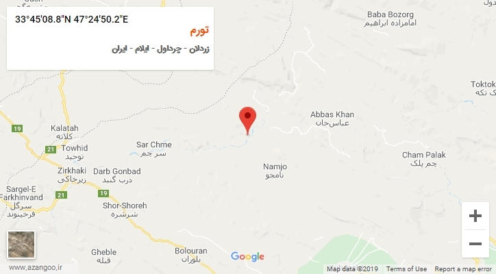 روستای تورم بر روی نقشه