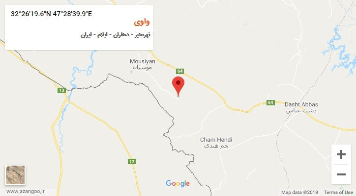 روستای واوی بر روی نقشه