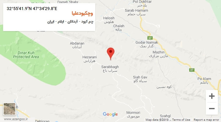 روستای وچکبودعلیا بر روی نقشه