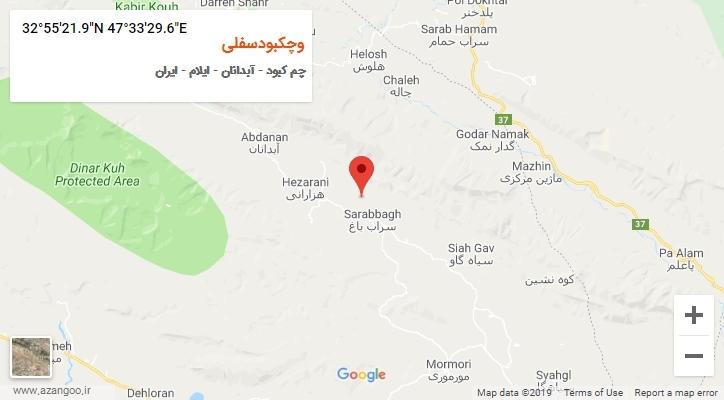 روستای وچکبودسفلی بر روی نقشه