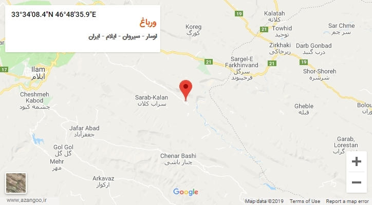 روستای ورباغ بر روی نقشه
