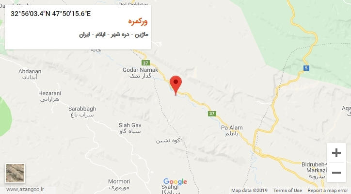 روستای ورکمره بر روی نقشه